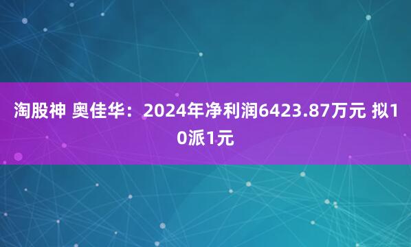 淘股神 奥佳华：2024年净利润6423.87万元 拟10派1元