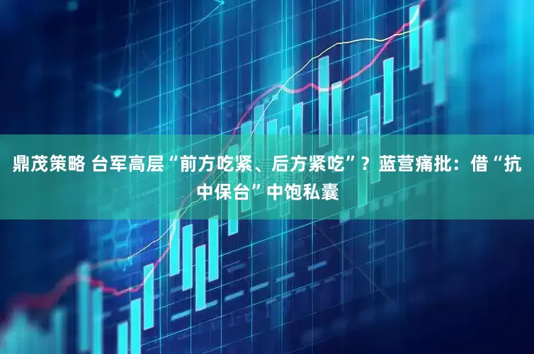 鼎茂策略 台军高层“前方吃紧、后方紧吃”？蓝营痛批：借“抗中保台”中饱私囊